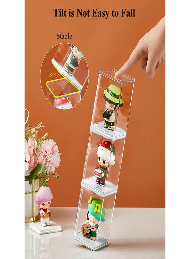 دبليو ام ام علبة عرض صغيرة مكونة من 6 قطع لعرض المجسمات المصغرة، صندوق شفاف مغلق لعرض المجسمات المصغرة القابلة للتكديس، صندوق عرض مصغر مقاوم للغبار، صندوق تخزين شفاف، عرض لمتجر بوب مارت - Image 5